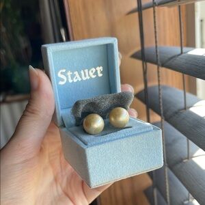 Stauer Cream-Gold Dome faux Pearl set